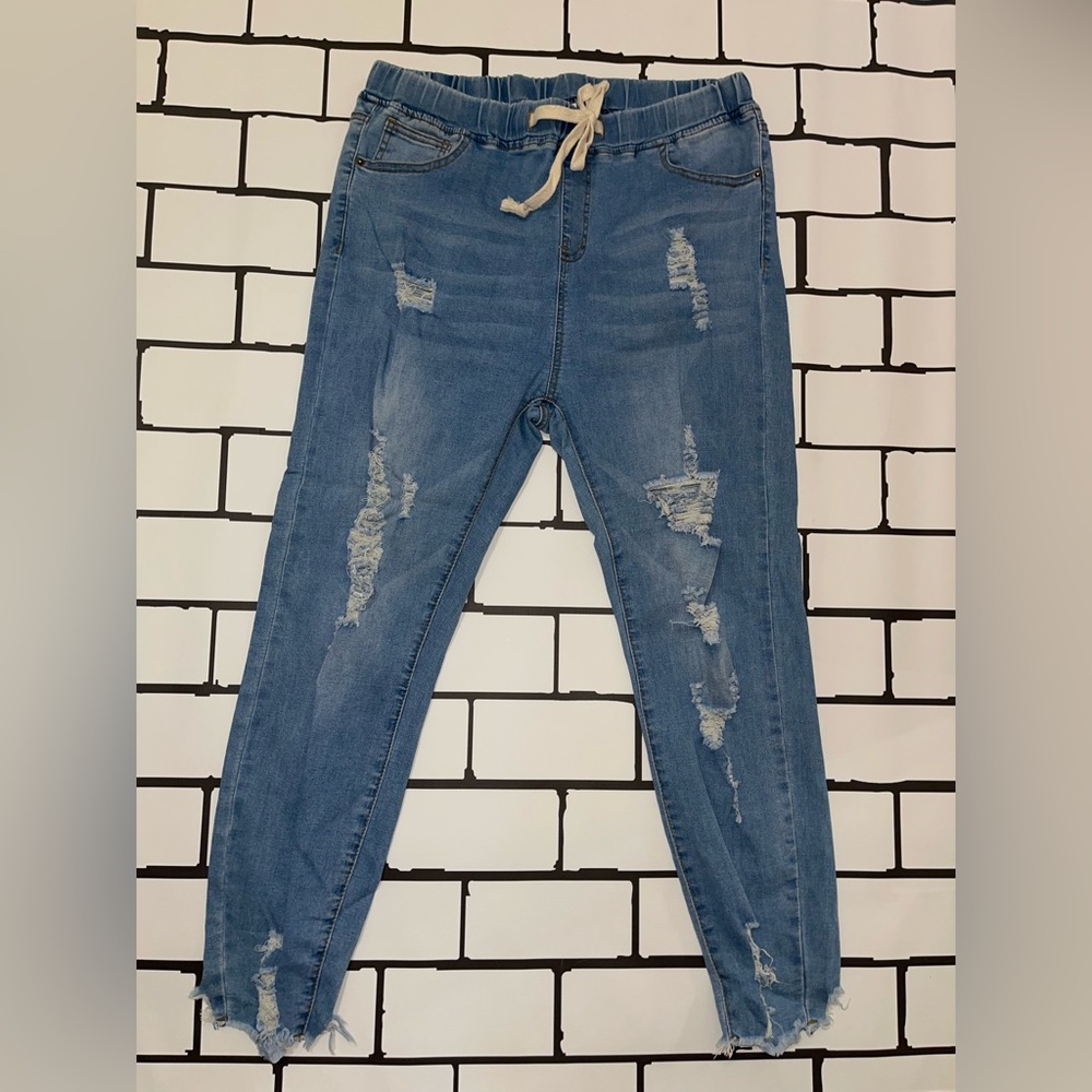 Blue Distressed Women Jeggings